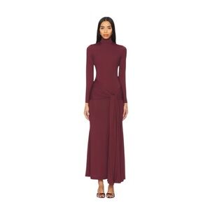 Bardot BARDOT Alix Maxi Tie Front Dress - Deep Plum Wine Long Sleeve